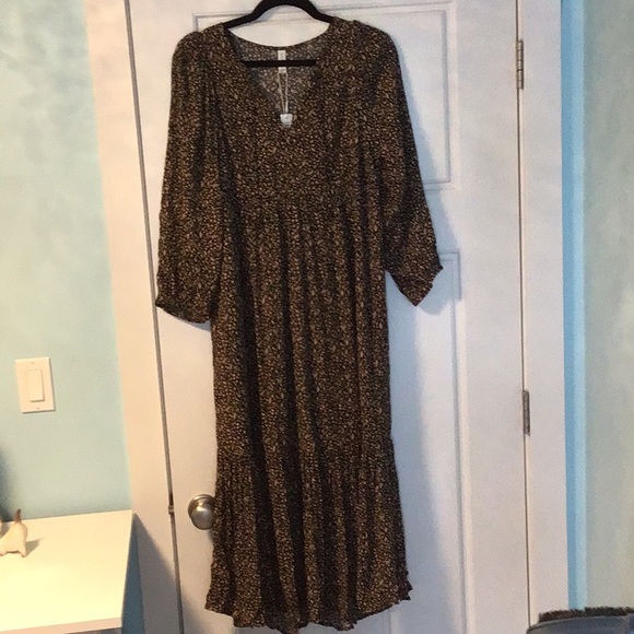 Gentle Fawn Francesca dress 
 Black/brown print midi dress - Picture 1 of 5
